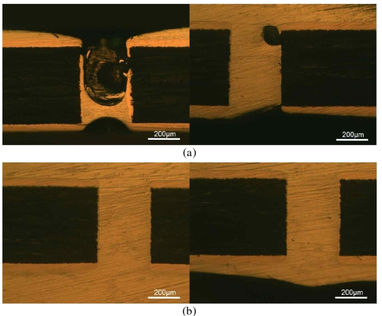 O2/CF4 combined plasma treatment of PTFE high-frequency printed circuit board through holes