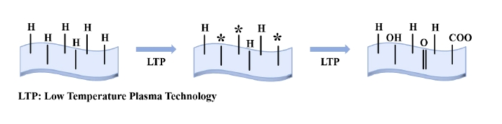 Low temperature plasma treatment of nanoporous polyethylene film (nanoPE) enhances hydrophilicity